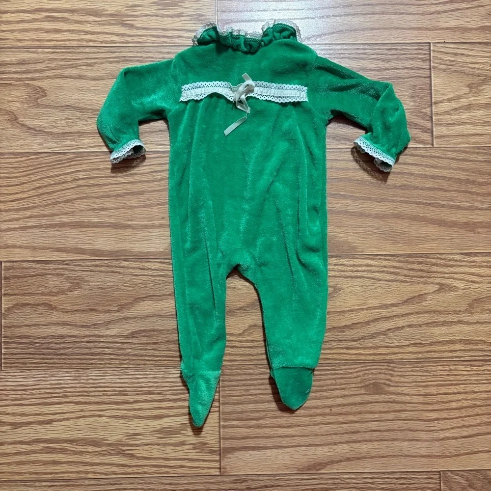 Vintage 70s 80s Carter’s Velour Romper Jumpsuit Baby Infant 6 Months